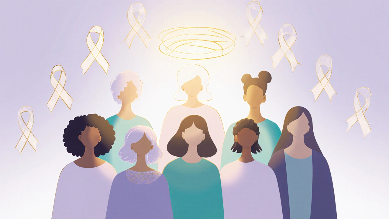 Group of diverse women with glowing outlines symbolizing early detection.