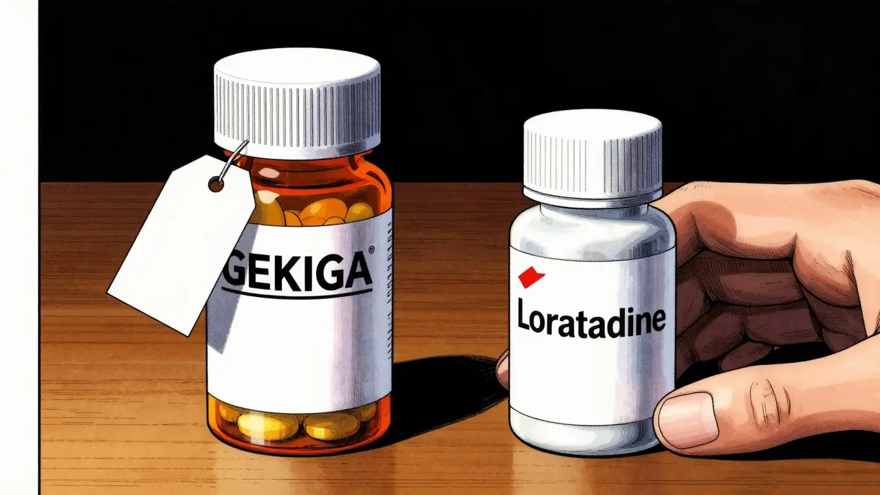 Generic vs brand name medicine bottles compared on a desk