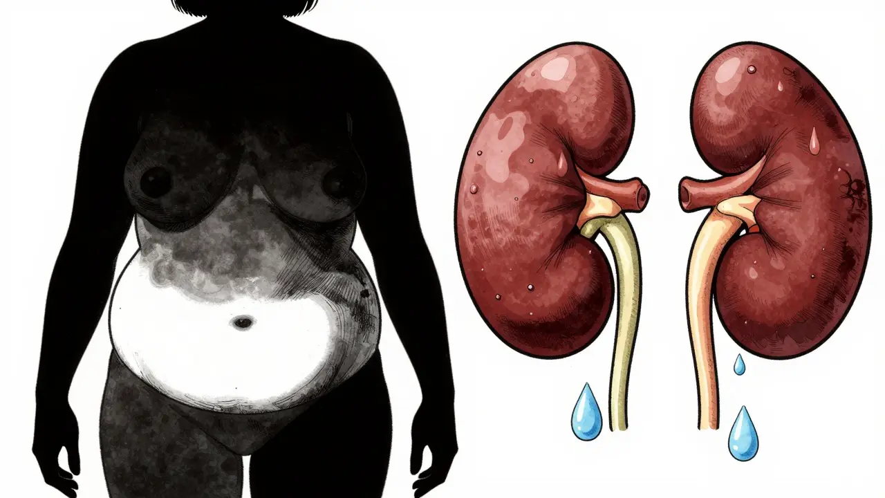 Symbolic art of fat redistribution and fluid retention