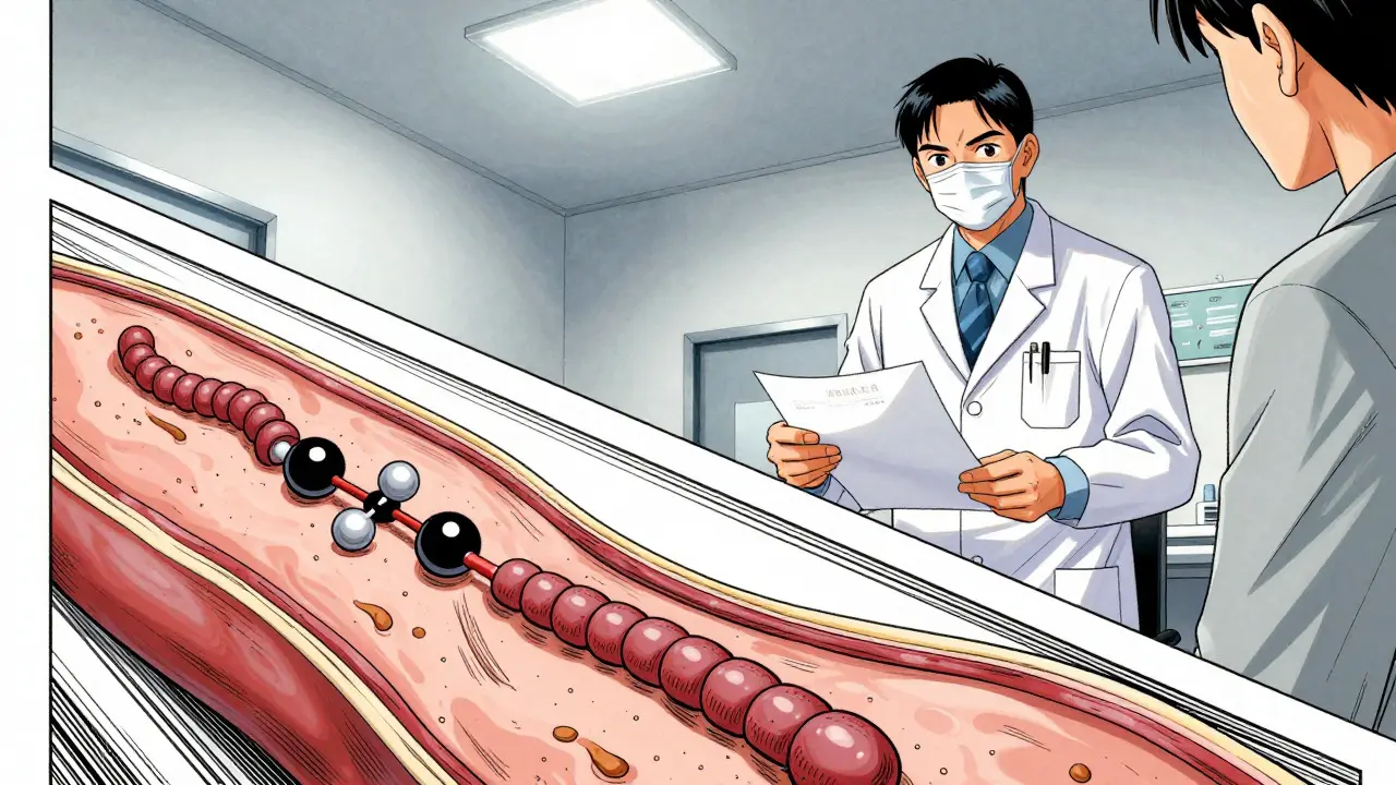 Doctor handing prescription with worm anatomy diagram in manga style