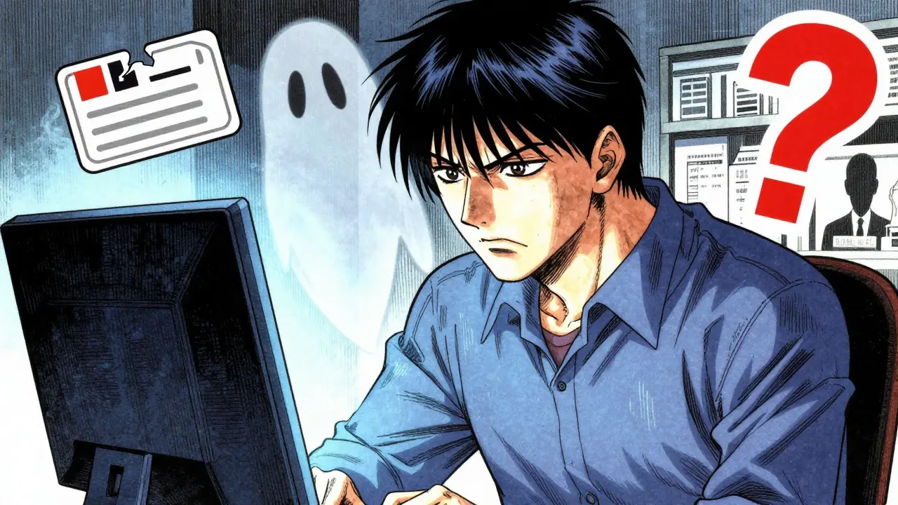Focused person checking pharmacy website red flags