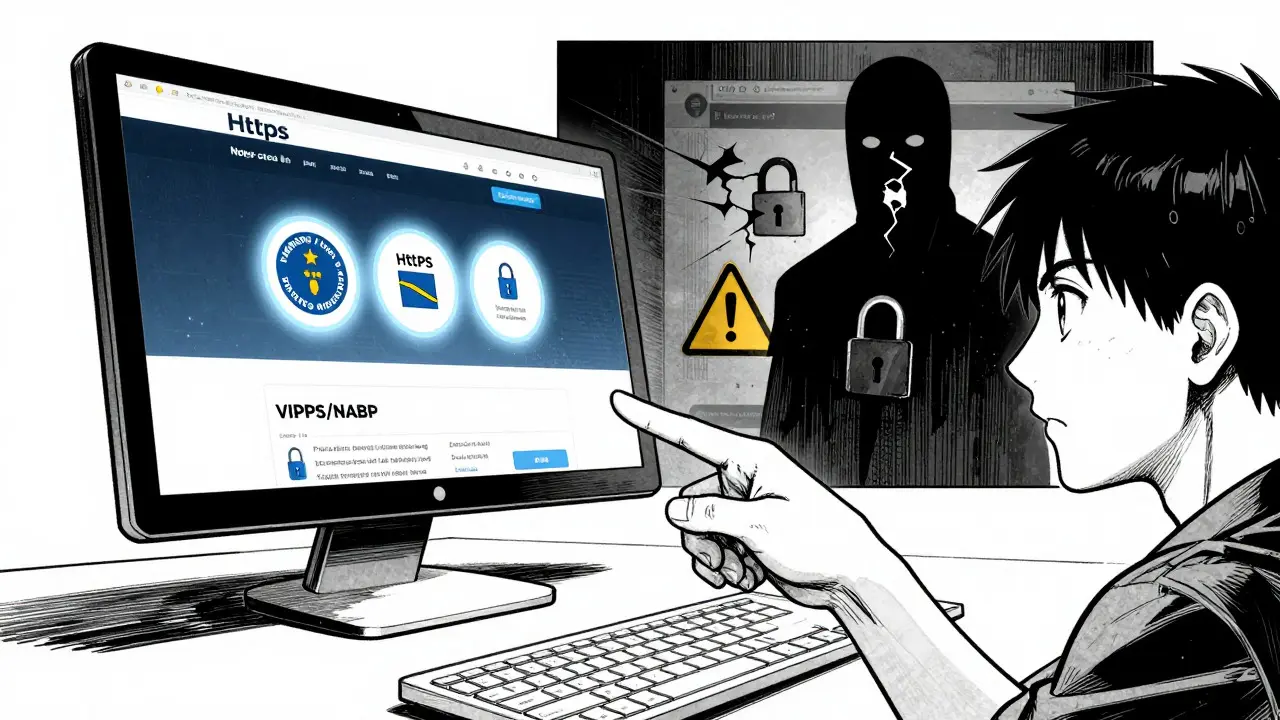 Split screen showing secure pharmacy site vs shady website in Gekiga style