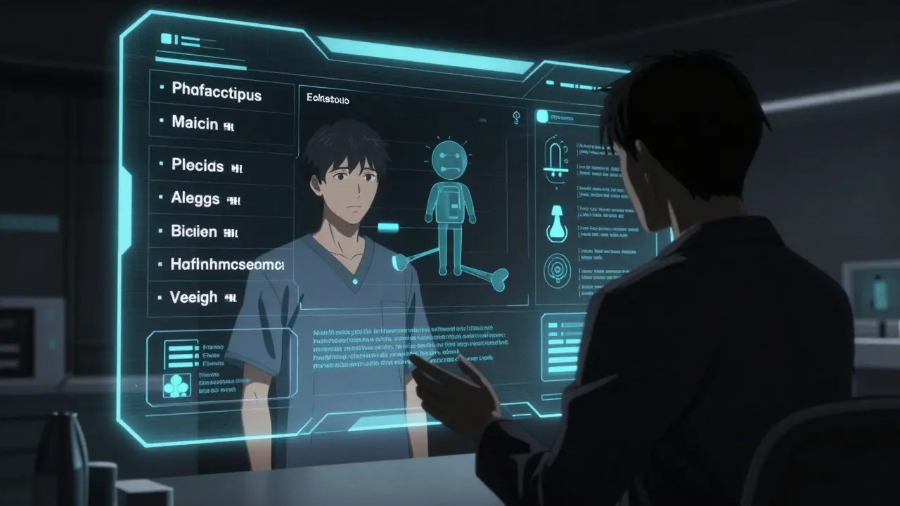Futuristic holographic medical consultation interface